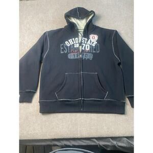 J America Vintage Hoodie Men XL Black OHIO STATE BUCKEYES Full Zip Fleece Line
